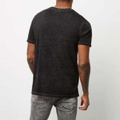 Dark grey burnout slim fit T-shirt